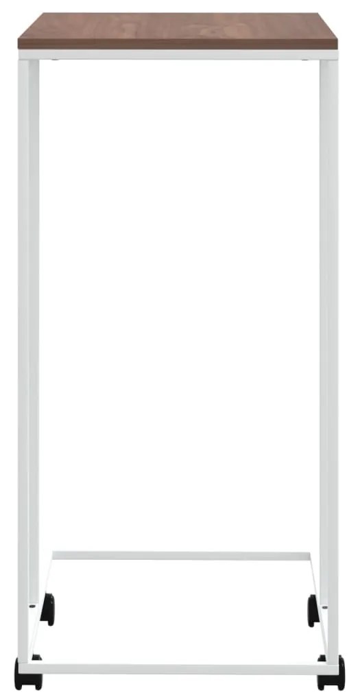Fehér szerelt fa kisasztal kerekekkel 40 x 30 x 63,5 cm
