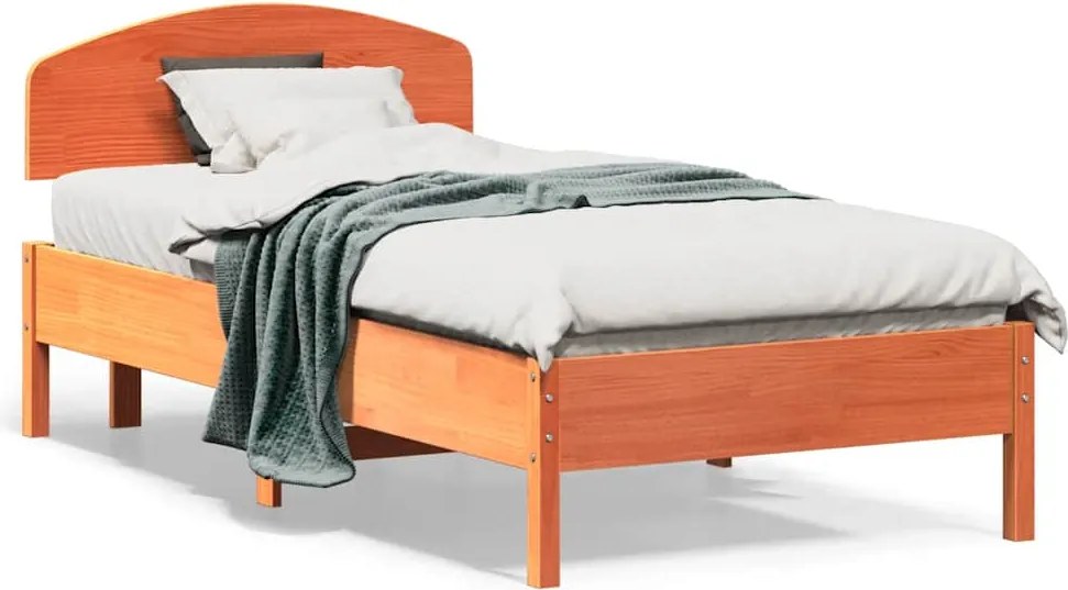 vidaXL viaszbarna tömör fenyőfa ágy matrac nélkül 75 x 190 cm