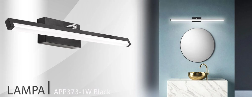 LED FÜRDŐSZOBA LÁMPA TÜKÖR fölötti 12W 50cm APP373-1W Fekete
