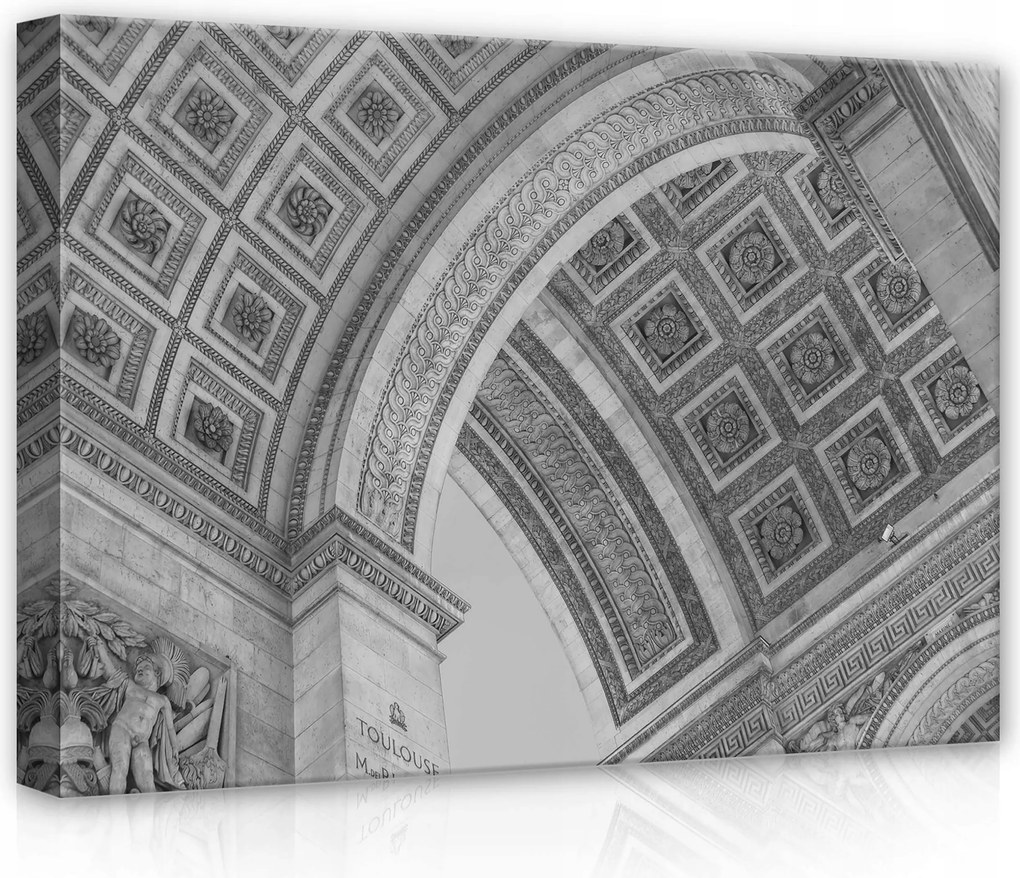 Vászonkép 70x50 Diadalív Párizs építészet részlet szobor emlékmű fekete