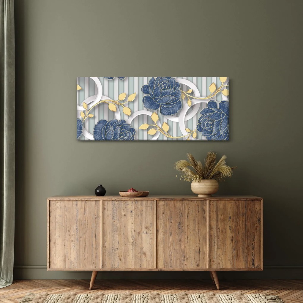 Kép - Rózsák és körök (120x50 cm)