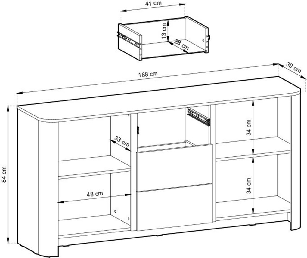 Sorrenti komód 168 cm fiókokkal – kasmír / arany