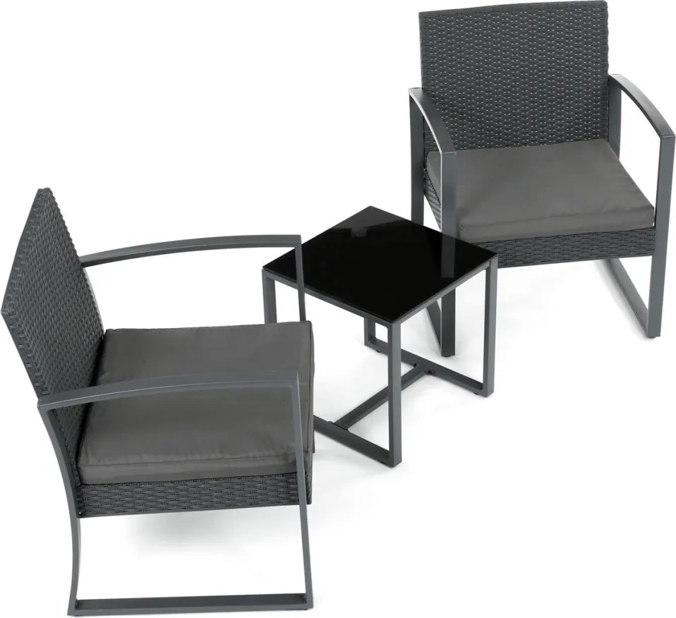 Kerti bútor szett 1+2, polyrattan, szürke, GREY – AZS-H1111