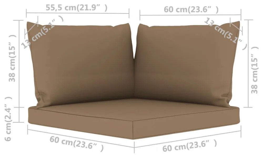 3 db tópszínű szövet raklapkanapé-párna