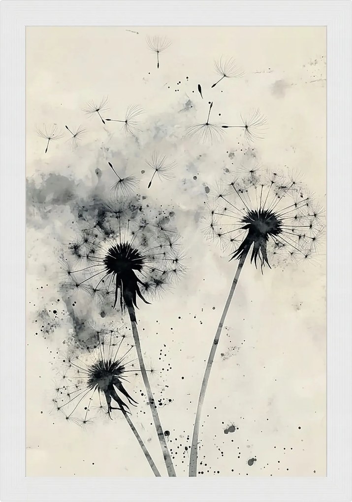 Poszter Keret Fa Grafika Természet Növényzet Virágok Pitypang 40x60