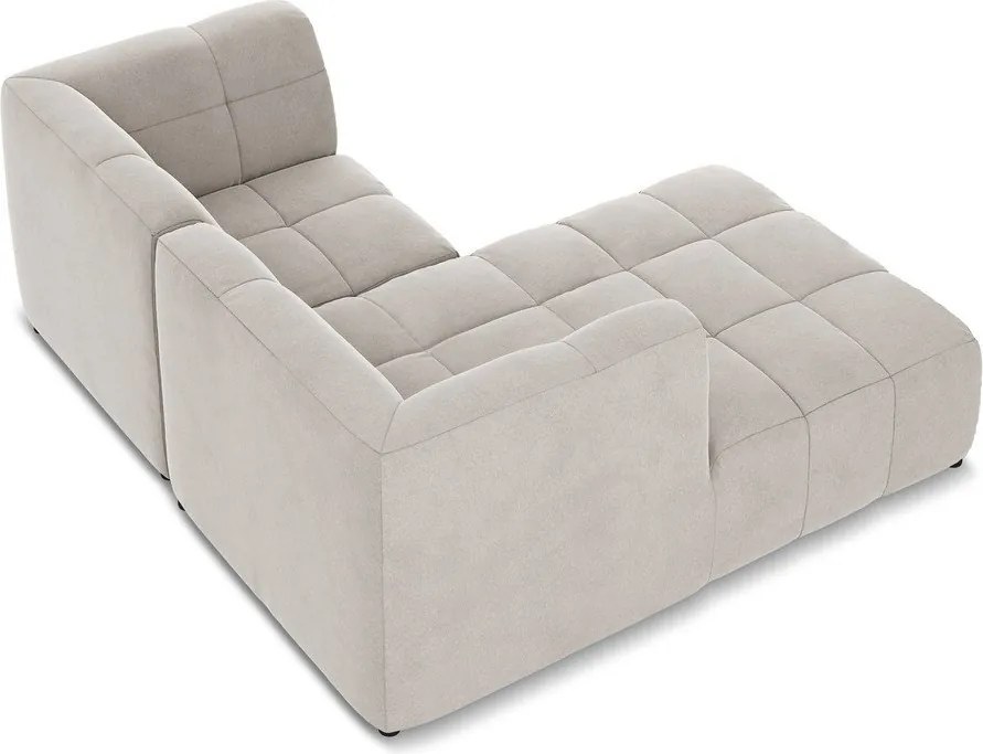 Bézs bársony sarokkanapé (bal oldali-heverő résszel) Aloha – Makamii