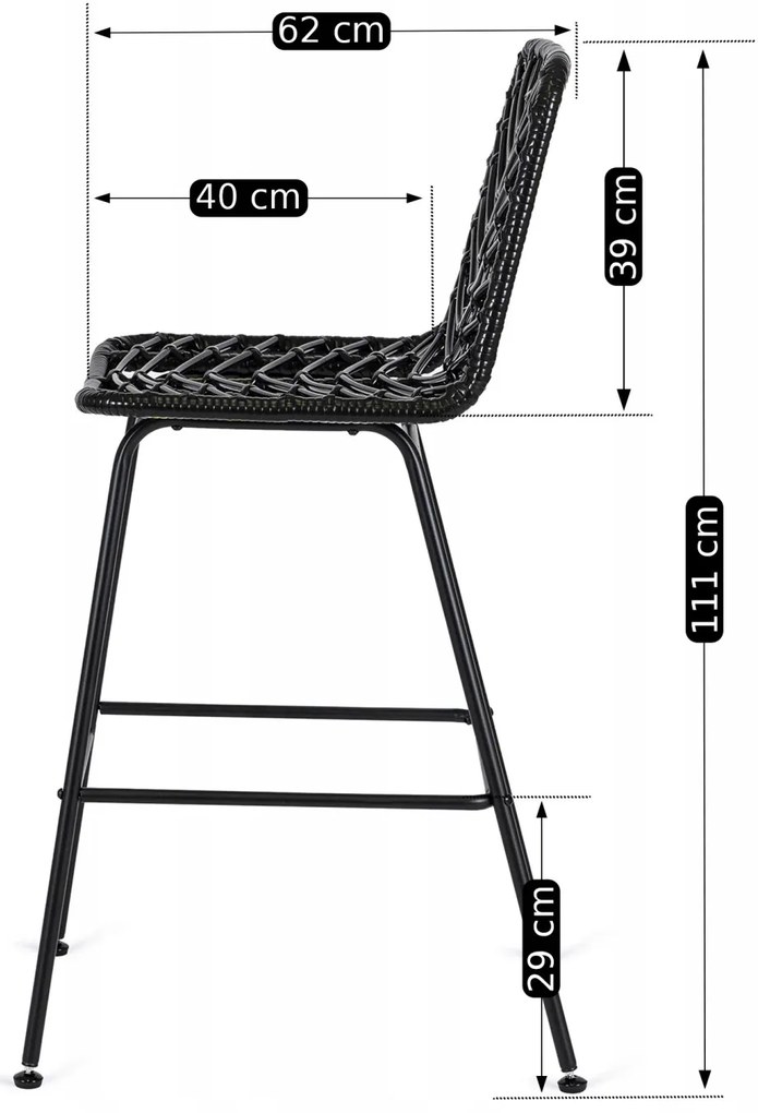 Rattan Bárszék Fekete Színben. JERRY