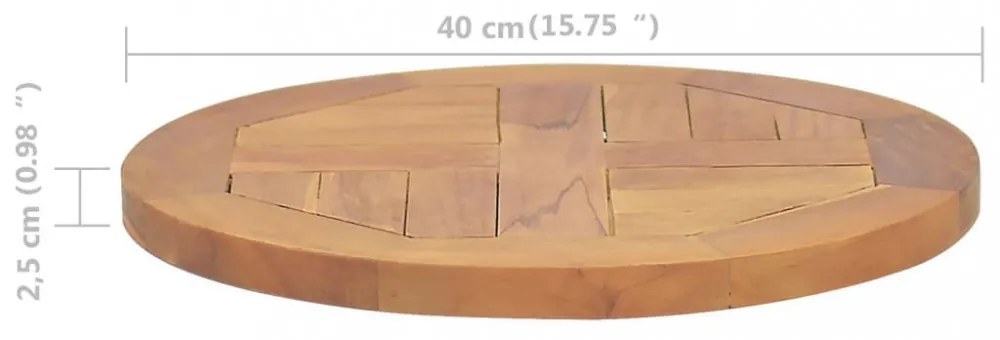 kerek tömör tíkfa asztallap 2,5 cm 40 cm