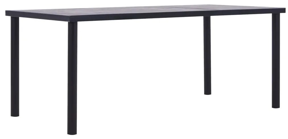 Fekete és betonszürke MDF étkezőasztal 200 x 100 x 75 cm