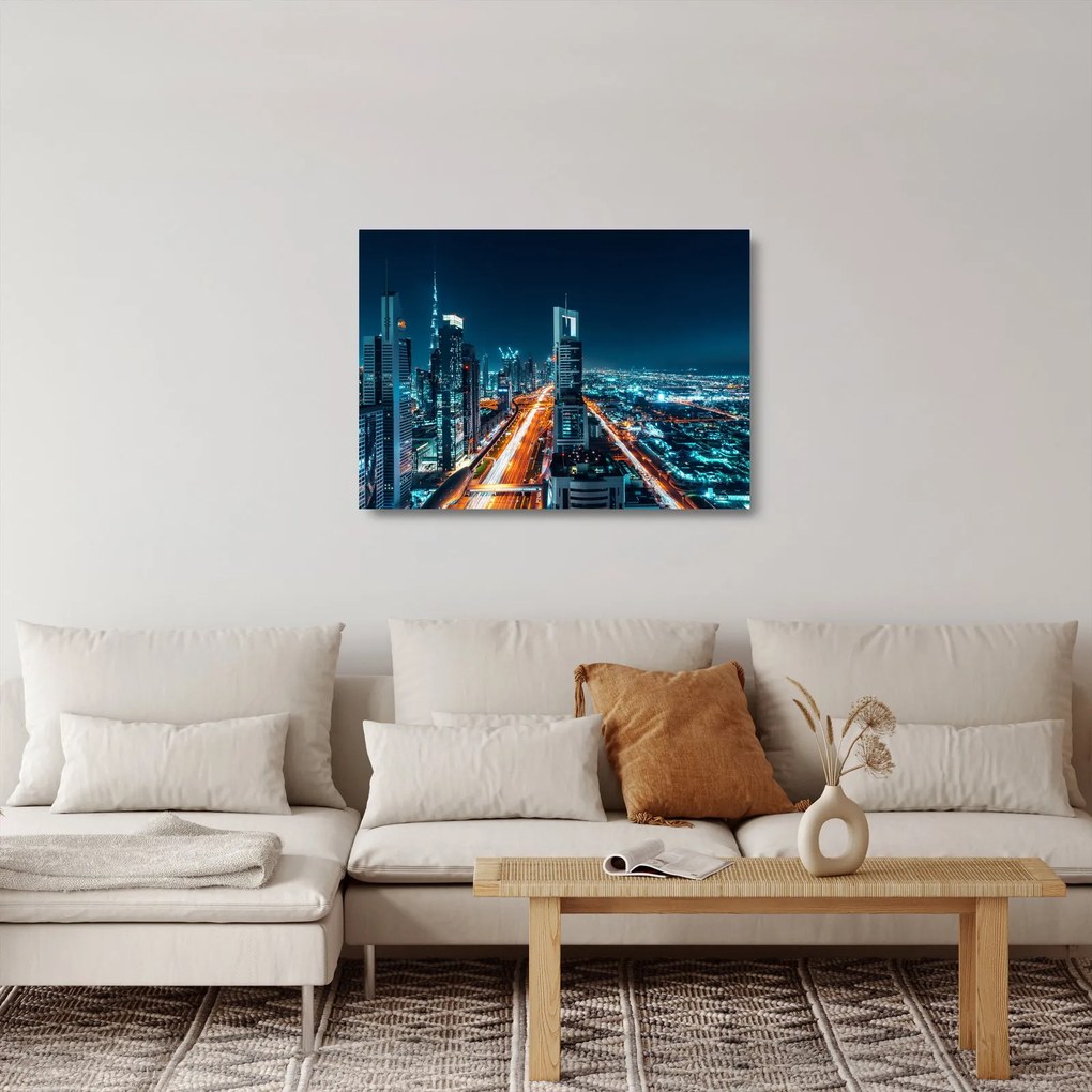 Kép - Dubai éjszaka (üvegen) (70x50 cm)