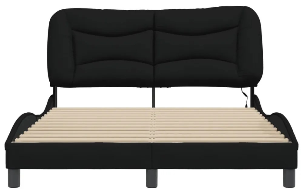 fekete szövet ágykeret LED-es matrac nélkül 140x200 cm