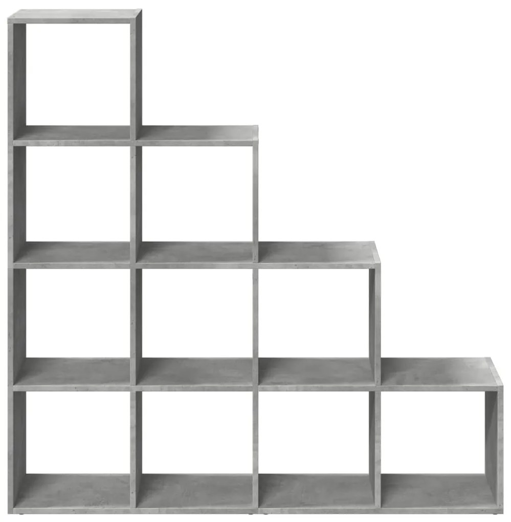 4 szintes betonszürke szerelt fa könyvespolc 131,5x29x131,5 cm