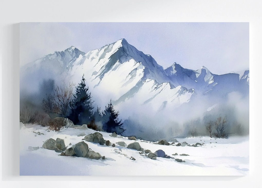 Vászonkép Canvas Tájkép Kilátás Hegyek Csúcsok Lejtők Tél Hó 60x40