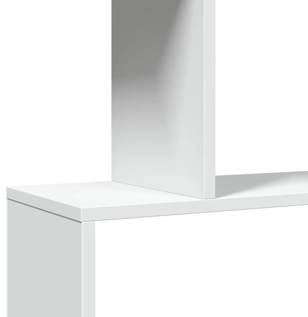 3 szintes fehér szerelt fa elválasztó könyvespolc 70x24x97 cm