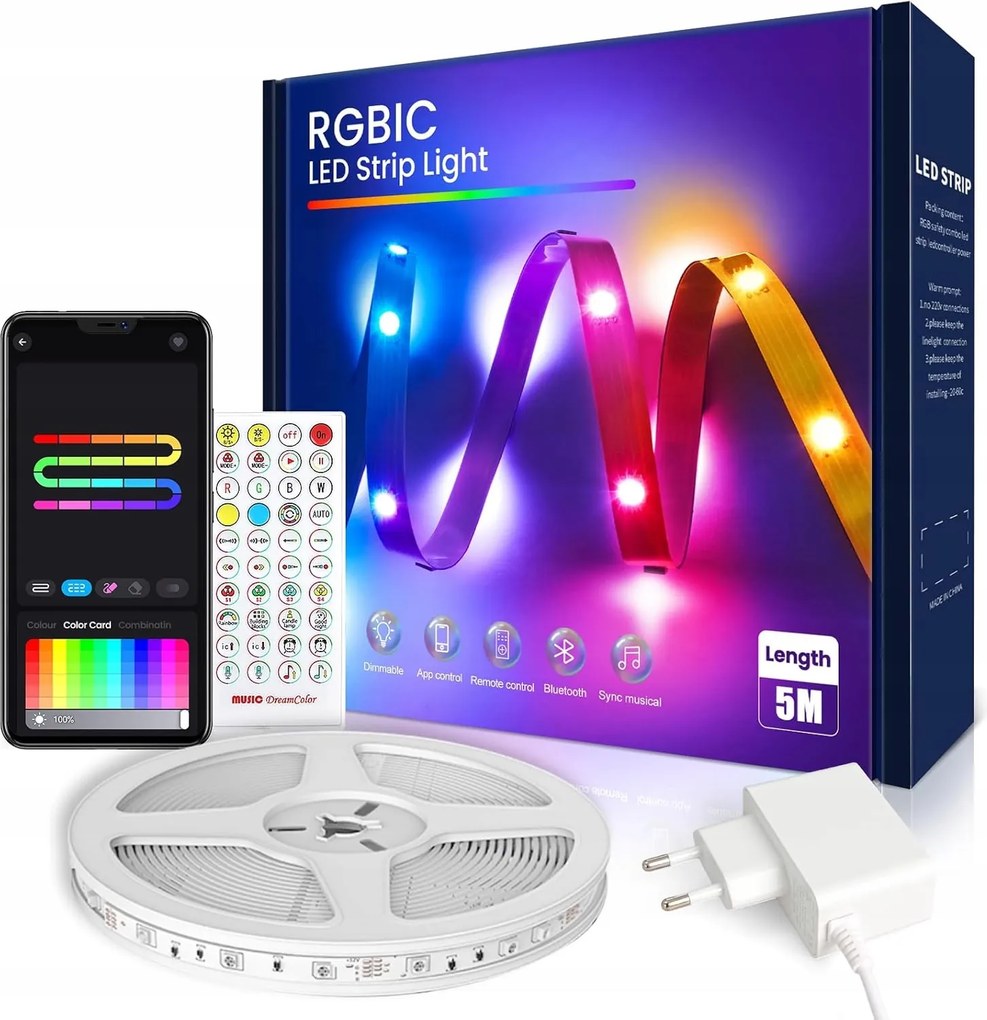 Led szalag Rgb IC 5m Szegmentált vezérlés Zenei alkalmazás