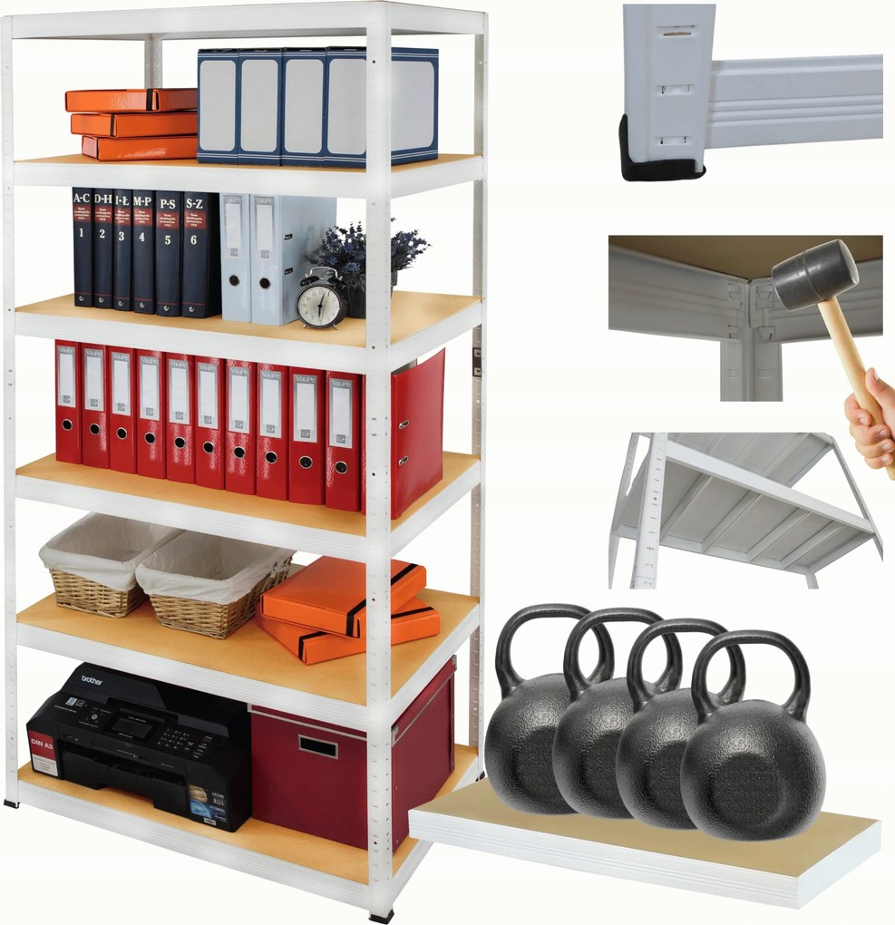 Tárolószekrény fém állvány Helios 213x100x60cm 6Px400kg Tömör