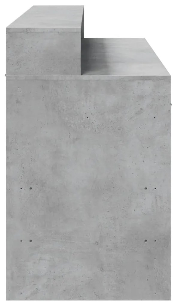 betonszürke szerelt fa íróasztal LED-világítással 140x55x91 cm