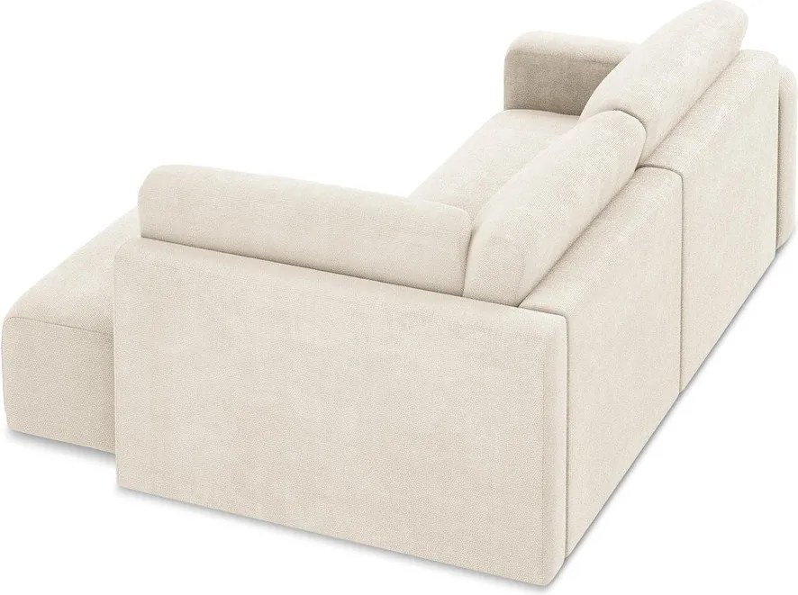 Krémszínű zsenília kinyitható-tárolóhelyes sarokkanapé (jobb oldali-L alakú) Kona – Makamii