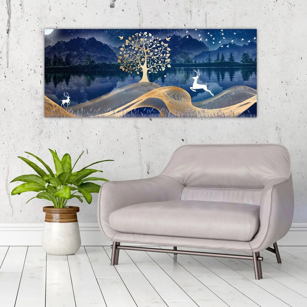 Szarvas képe teliholdkor (120x50 cm)