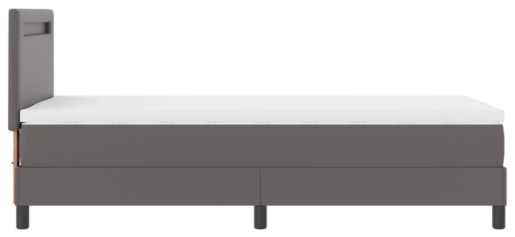 Boxspring ágy matracszal szürkében, 100 x 200 cm, műbőr