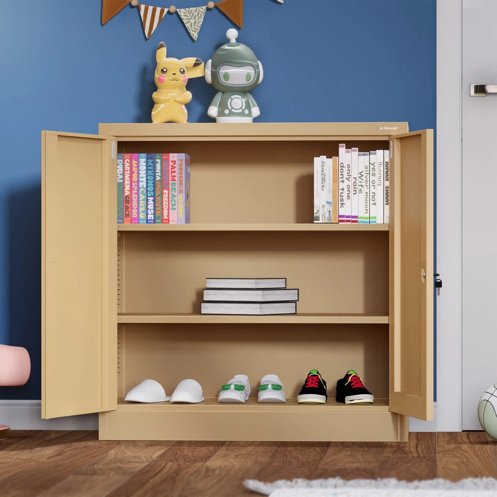 Alacsony fém irattartó szekrény BEATA, 900 x 930 x 400 mm, Fresh Style: bézs