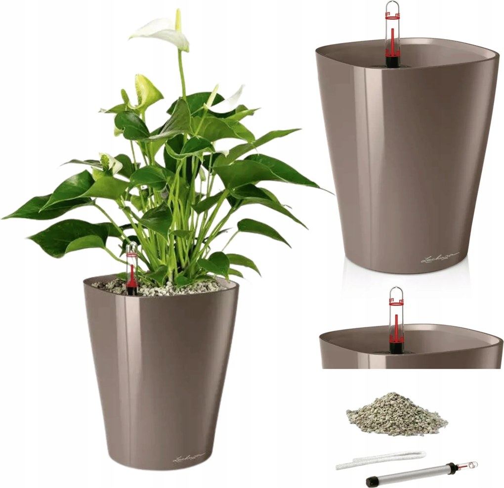 A Deltini Lechuza önöntöző kaspó Taupe Fényes Lechuza Pon-t tartalmaz