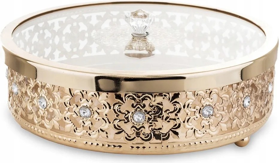 Kozmetikai Tároló Doboz Vattakorong Arany 20cm Fém