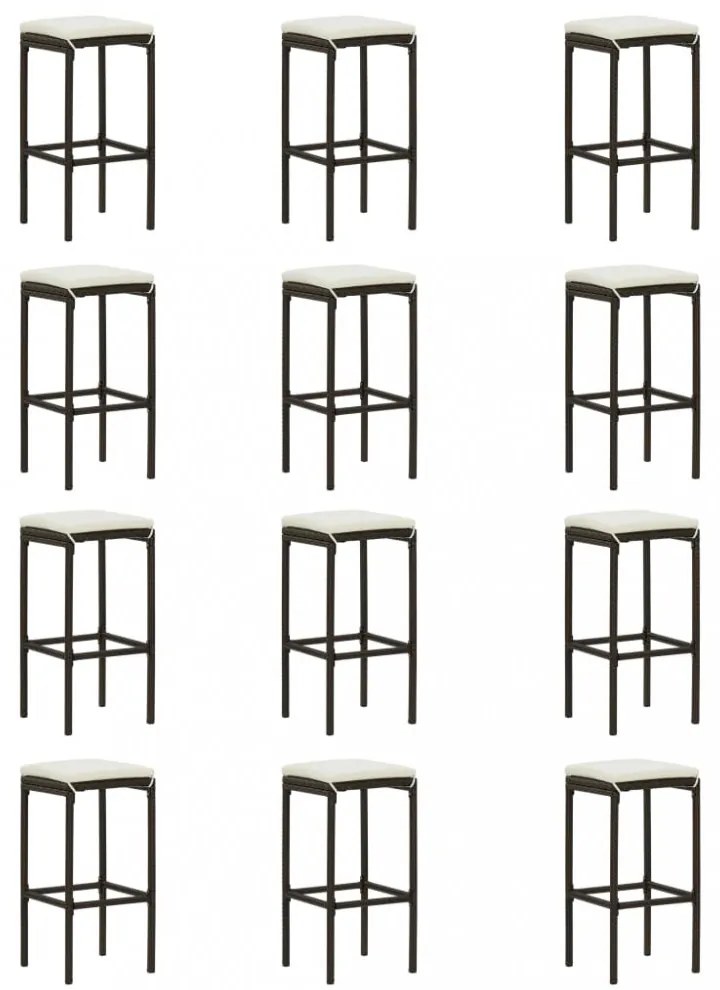 16 részes barna polyrattan kerti bárszett párnával