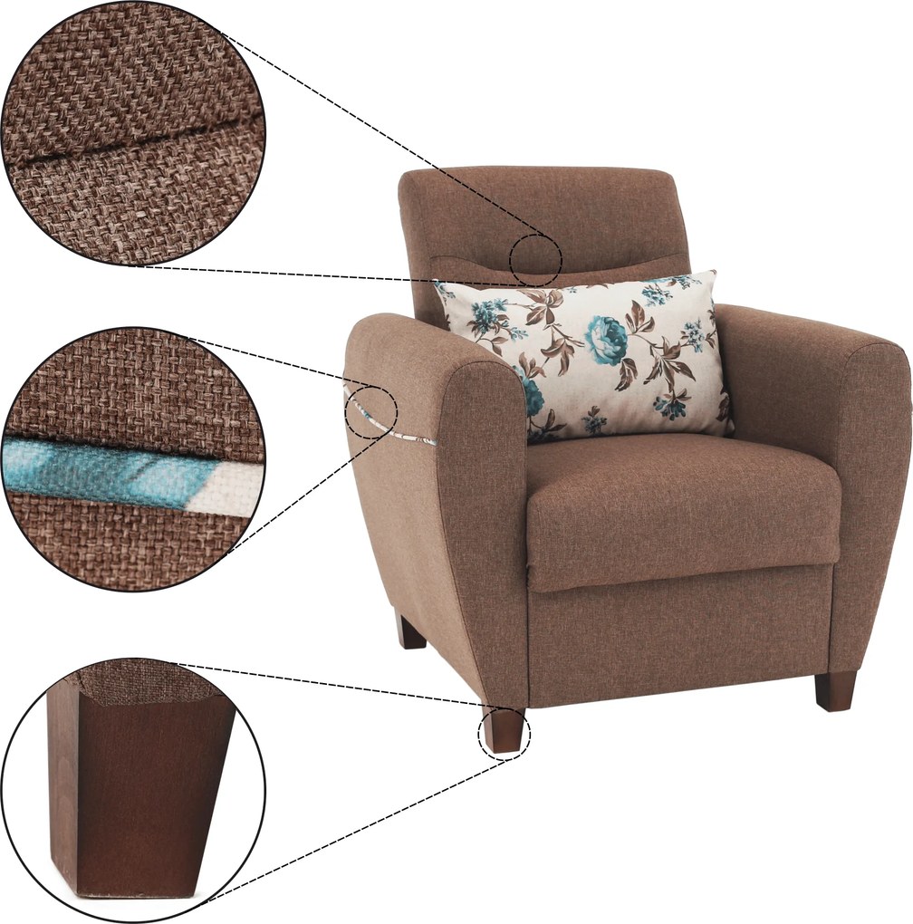 Fotel, sötétbézs, MILO