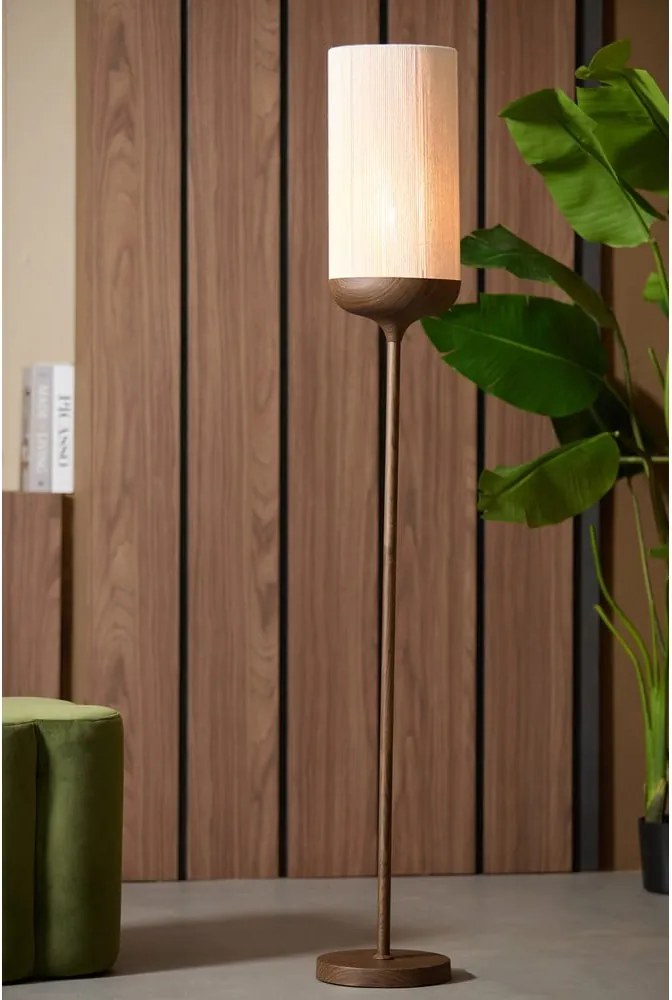 Sötétbarna állólámpa textil búrával (magasság 159 cm) Dania – Light & Living