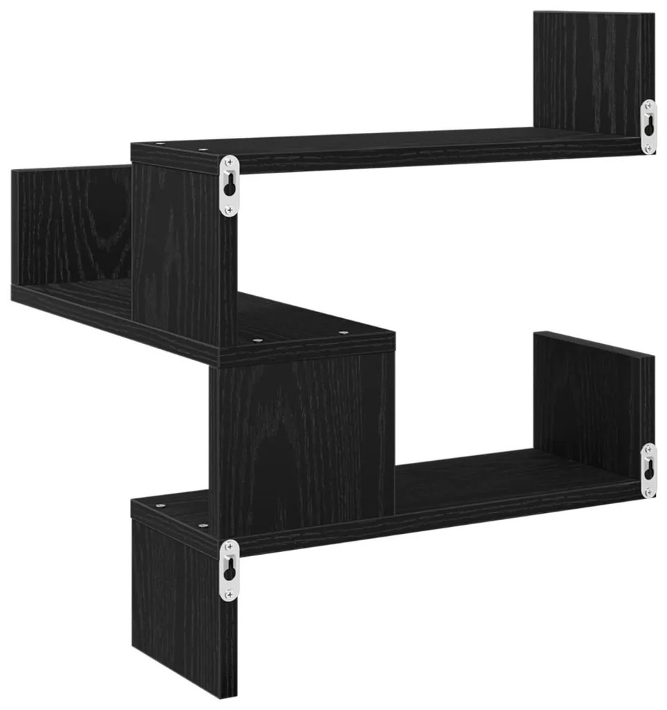 Falipolcok 2 db Fekete Tölgy 40x40x49,5 cm Fűrészelt Fa