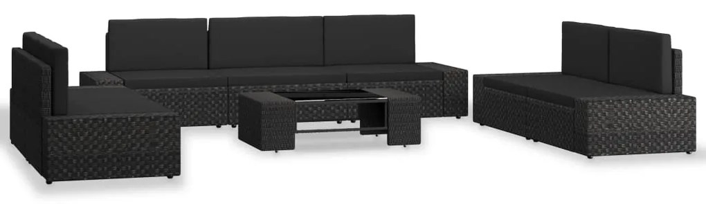 vidaXL 8 részes fekete polyrattan kerti ülőgarnitúra