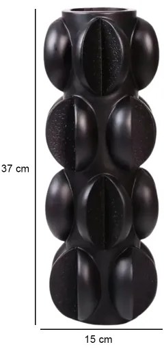 Váza 37x15 cm gyanta/matt fekete