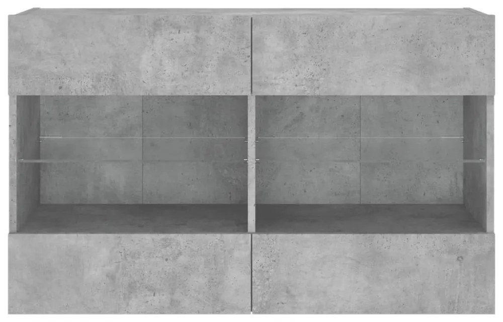 betonszürke falra szerelhető TV-szekrény LED-del 98,5x30x60,5cm