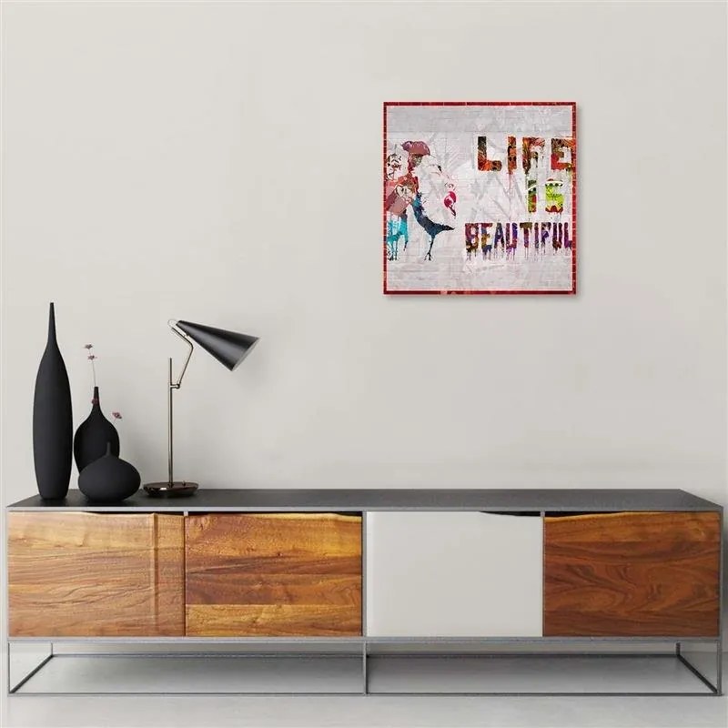 Gario Vászonkép Banksy falfestmény - az élet szép Méret: 60 x 60 cm
