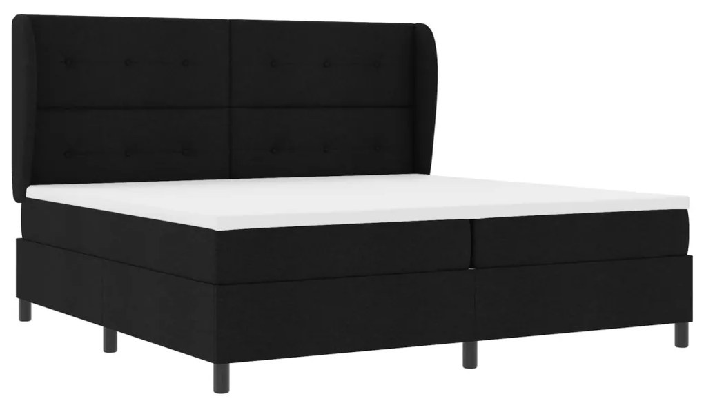 Boxspring Ágy Matraccal Fekete 200x200 cm Textil