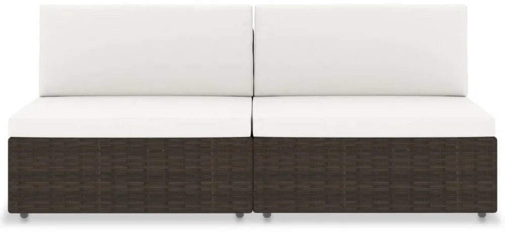 vidaXL 2 személyes barna elemes polyrattan kanapé