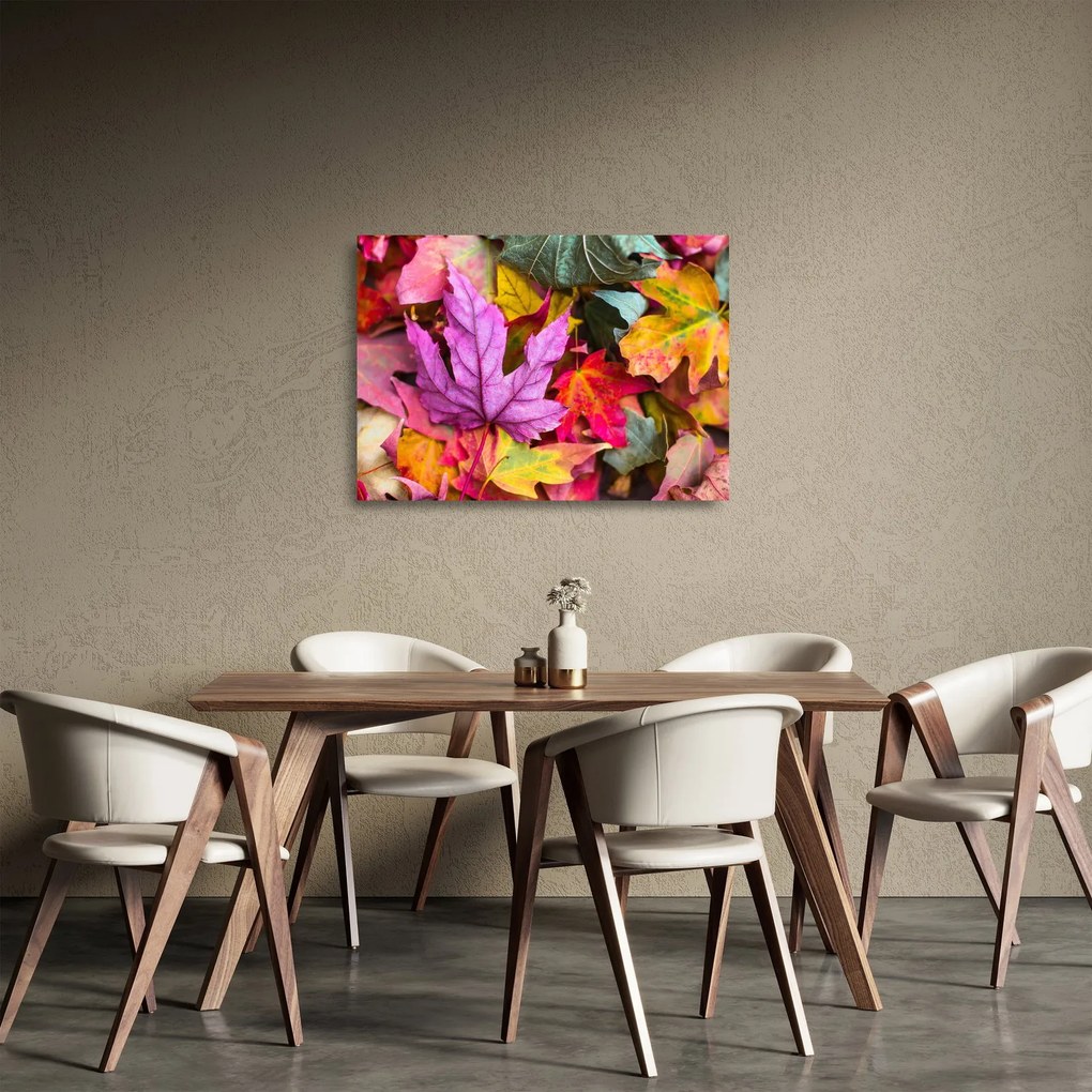 Kép - őszi levelek (üvegen) (70x50 cm)