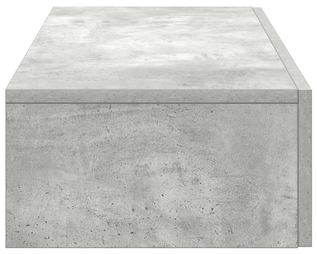 Falipolc fiókokkal betonszürke 80x33x17 cm műszaki fa