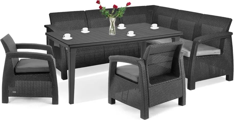 Corfu Relax duo kerti bútor garnitúra futura asztallal grafit