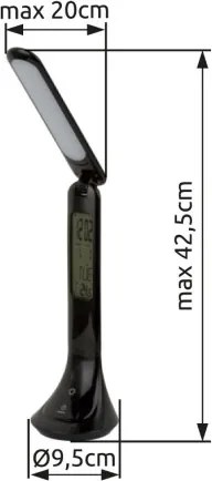 Globo 58329B Újratölthető asztali lámpa plasztik fekete, érintőkapcsoló ki/be, érintőkapcsolós, tartozék: 3,7V 1200mAh. Li-ion, LxH:200X425 Tartozéka: 1xLED 4W 230V, 30-200lm, 4000K