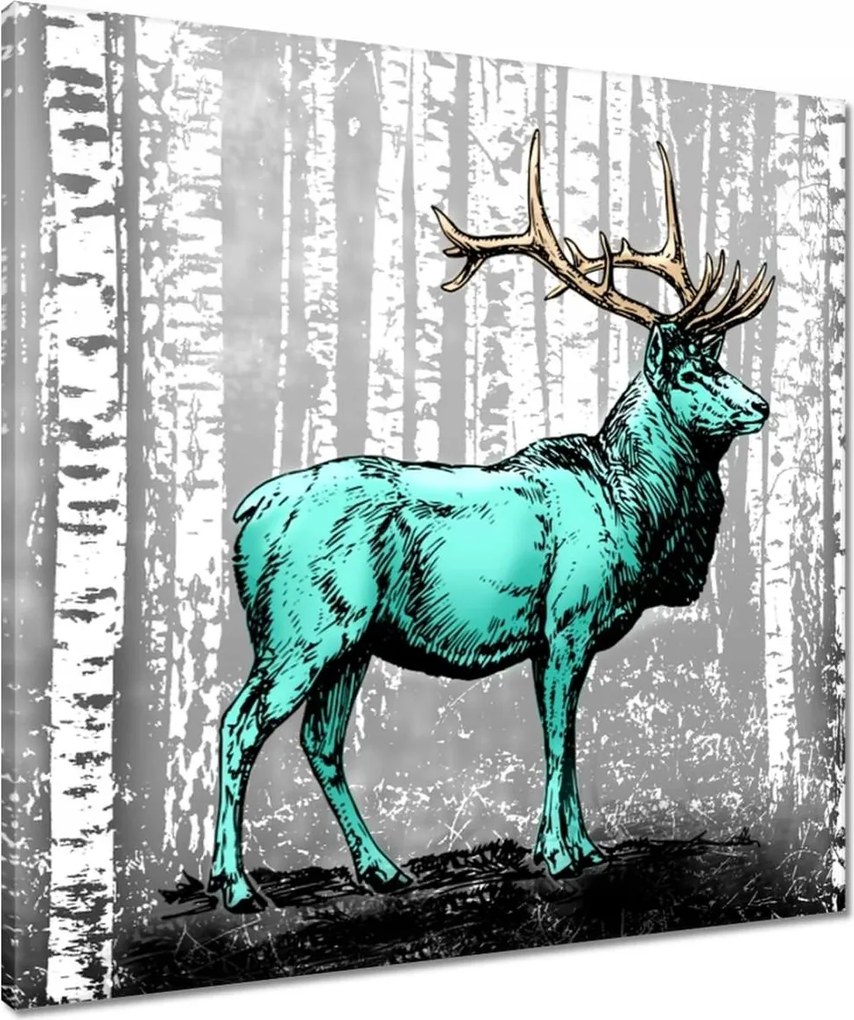 Vászonkép 60x60 Szarvas Nyírfa Erdő