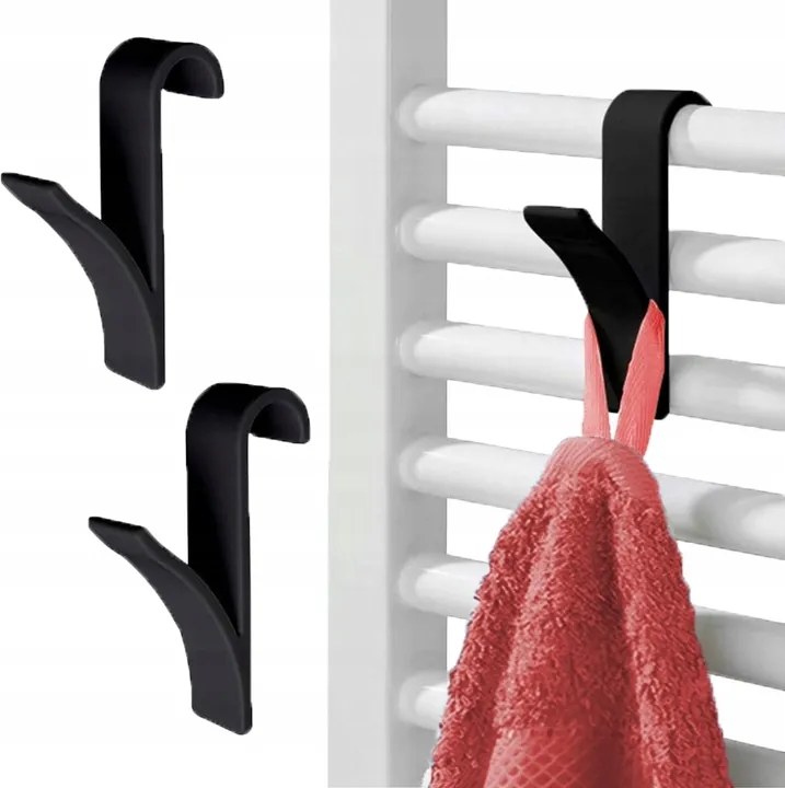 2x Fekete Radiátor Akasztó Radiátor Fürdőszobai Radiátor Törölközőtartó