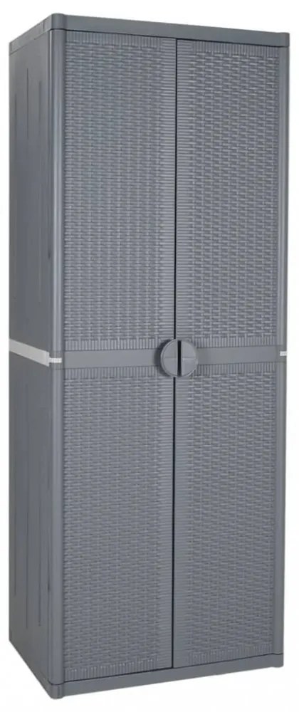 szürke PP rattan kerti tárolószekrény 65 x 45 x 172 cm