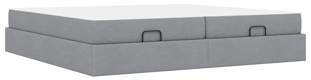 Ágykeret tárolóval Világosszürke 200 x 200 cm szövet