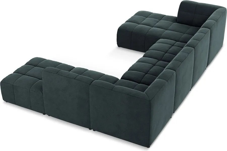 Kék bársony sarokkanapé (U alakú) Aloha – Makamii