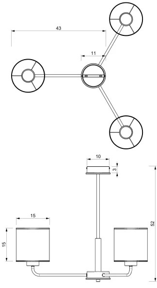 Csillár ATLANTA 3xE27/60W/230V