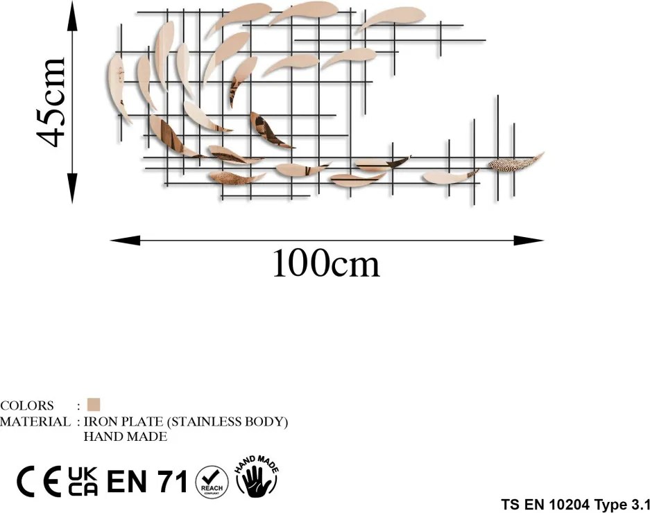 Sheen fém fali dekoráció, 100 cm – TR891TNL2411