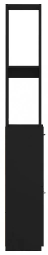fekete szerelt fa fürdőszobaszekrény 25x26,5x170 cm