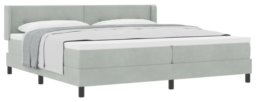 Boxspring Ágy Matrac Közép Szürke 200x200 cm Bársony